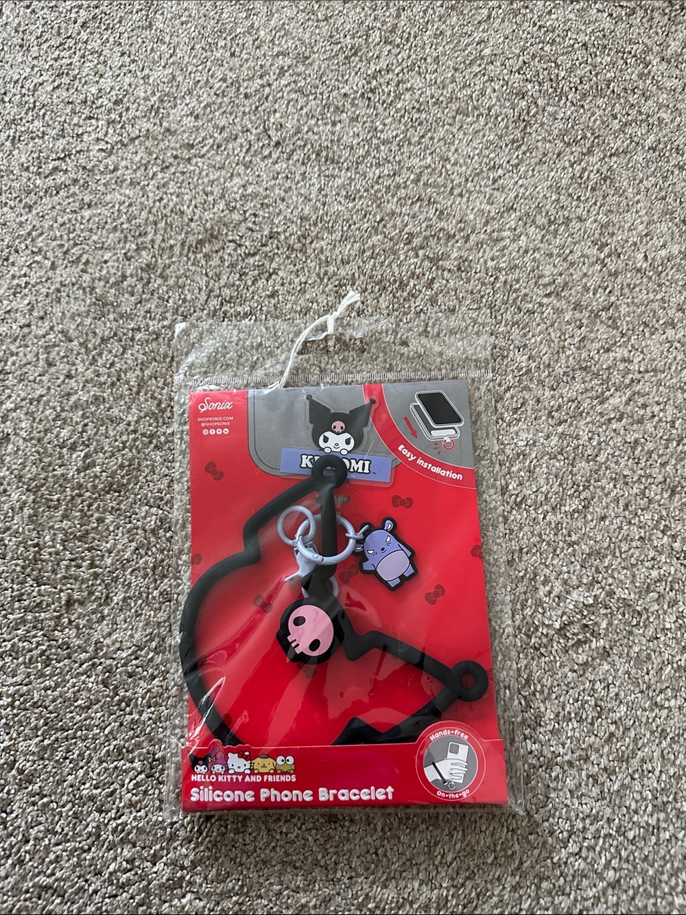 Kuromi Silicone Phone Bracelet in Black and Pink - Kids Accessories